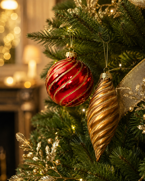 Palline di Natale x 3 bronzo  - Sconti per Fioristi e Aziende  - con filo glitterato