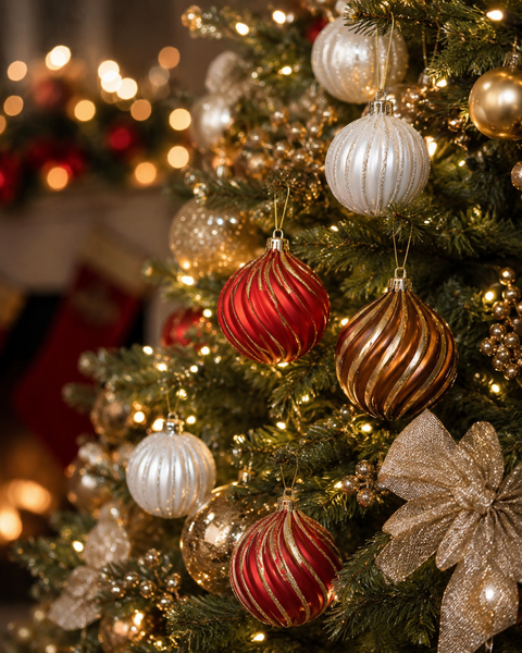 Palline di Natale x12 filo glitter - Sconti per Fioristi e Aziende - in 3 modelli e colori