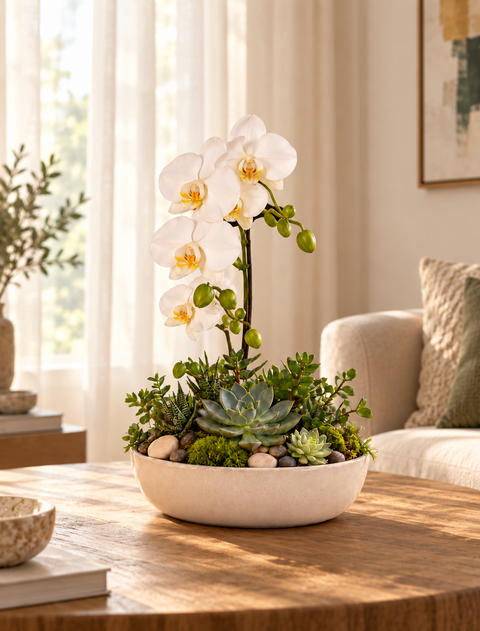 Phalenopsis H 44  cm.  - Sconti per Fioristi e Aziende . - in poliestere