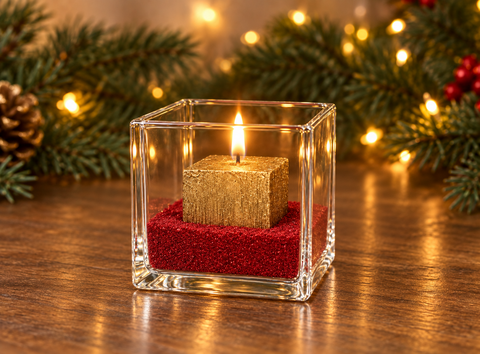 Candele cubiche oro x 6 pz, - Sconti per Fioristi e Aziende - Alta cm. 4 x 3,5