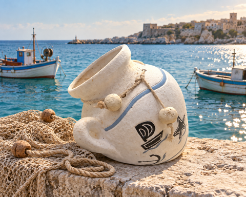 Gerla Murale Decoro Mare  - Sconti per Fioristi e Aziende - Ceramica H 20x28 bocca 15