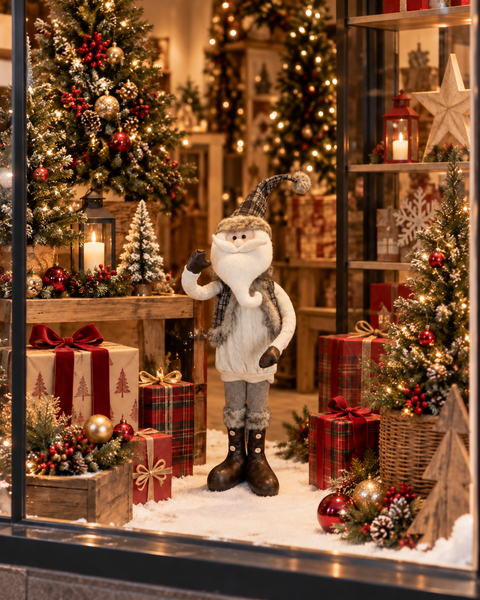 Babbo Natale Scottish   - Sconti per Fioristi e Aziende - H cm. 90