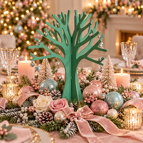 Albero Tiffany H 40 in legno  - Sconti per Fioristi e Aziende - Con Campanellini