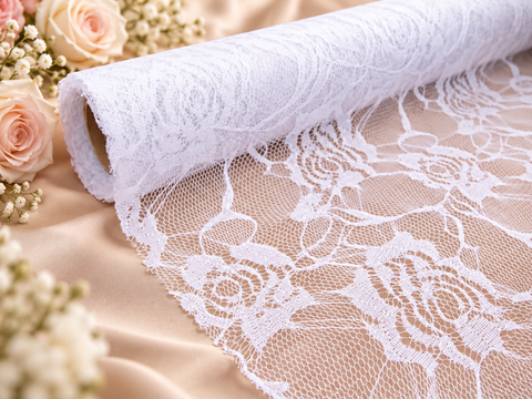 Rotolo Tulle Trama a rose - Sconti per Fioristi e Aziende - Bianco H 48 x 3 Yds