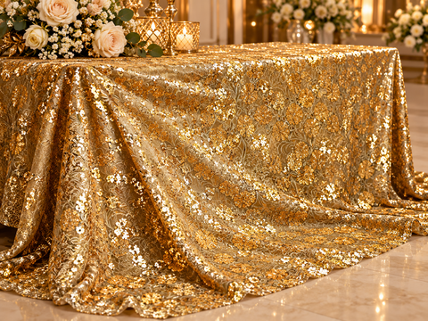 Telo Paillettes Oro mt.3x 1,40  - Sconti per Fioristi e Aziende - Decoro paillettes a fiiori