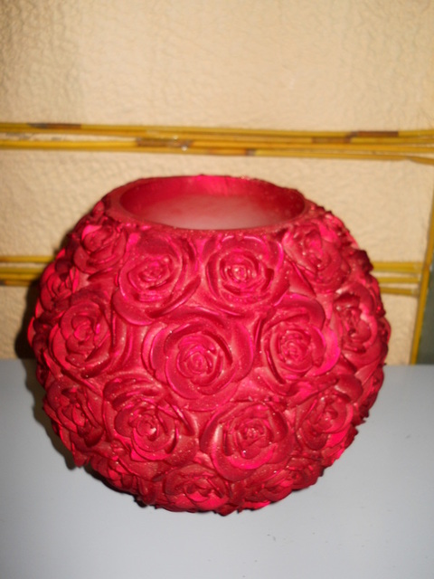 Candela Vuota con rose rilievo Diametro cm. 23 - Sconti per Fioristi e Aziende