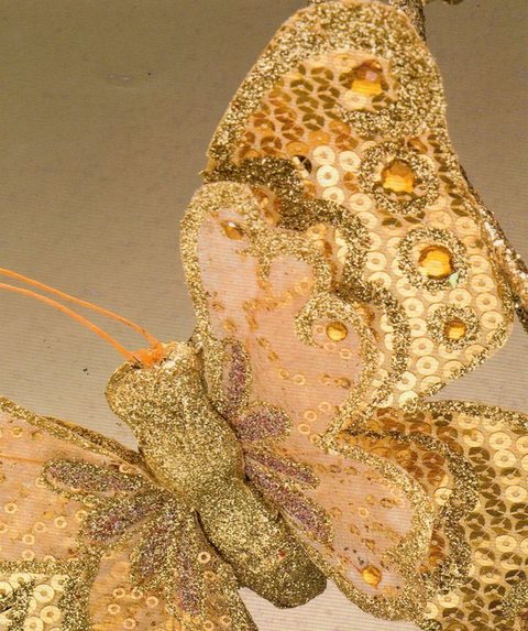Farfalla Oro cm.23 x 18  - Sconti per Fioristi e Aziende - decorata con paillettes oro
