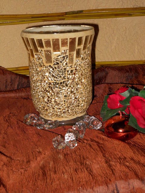 Vaso vetro Oro Crush H 15 x 11 - Sconti per Fioristi e Aziende