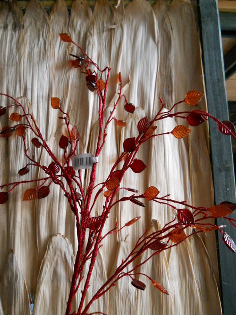 Ramo foglie cristal H 96 Bianco o Rosso Prodotto adatto per fioristi, arredatori, wedding Co.