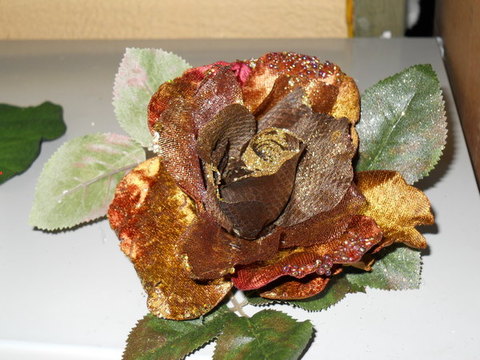 Rosa Velluto e Lamè con clip Brillantinata orange/brown - Sconti per Fioristi e Aziende .