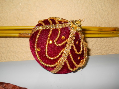 Palline x 2 velluto Rosso - Sconti per Fioristi e Aziende - Sferoide dm. 8 decoro oro