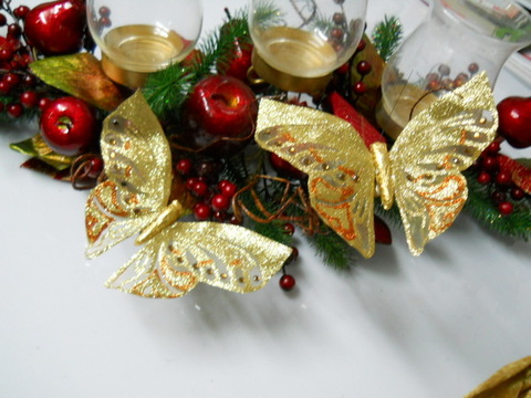Farfalle Oro x 6   cm. 18 x 12 con clip - Sconti per Fioristi e Aziende