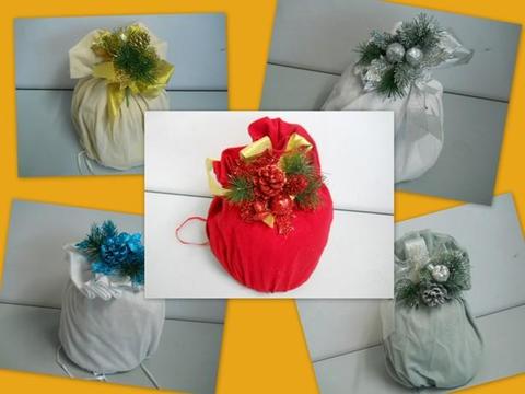 Porta Panettone in panno cm. 45 x 45 - Sconti per Fioristi e Aziende - con tirante e decoro