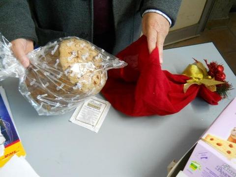 Porta Panettone in panno cm. 45 x 45 - Sconti per Fioristi e Aziende - con tirante e decoro