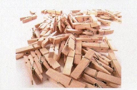 Mollette legno cm. 3,5 naturali e colorati Conf. 100 pezzi
