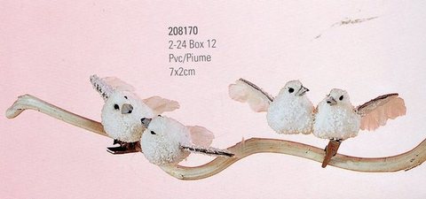 Coppia Colombine bianche cm. 6x6 con clip - Sconti per Fioristi e Aziende