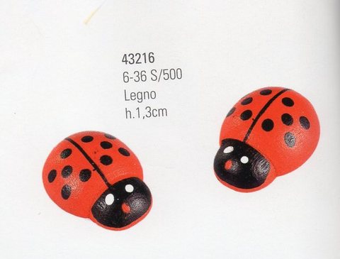 Coccinelle Rosse in legno mm.13 - mm.18 - mm. 25 - Sconti per Fioristi e Aziende