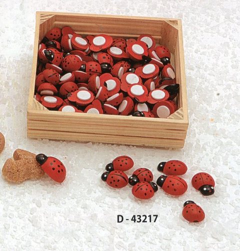 Coccinelle Rosse mm. 20 con adesivo in legno - conf. 120  pz. - Sconti per Fioristi e Aziende