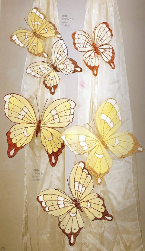 Farfalle Nylon cm. 18 x 17 glitterate in 3 colori - Sconti per Fioristi e Aziende