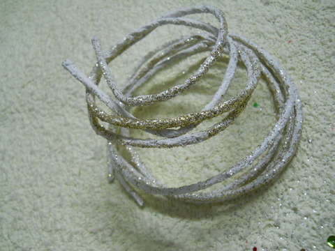 Stringhe x 2 da cm. 150 - Sconti per Fioristi e Aziende - animate puntinate Silver / Avorio