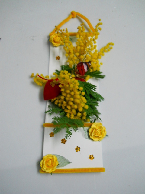 Busta mimosa x 10 fiori vetro H 37,5 x 16,5 con tasca  - Sconti per Fioristi e Aziende