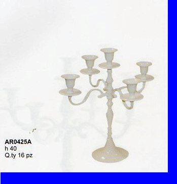 Candelabro H 40 cinque luci  - Sconti per Fioristi e Aziende Bianco e Silver