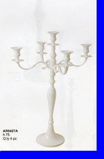 Candelabro H 75 cinque luci - Sconti per Fioristi e Aziende -  Bianco - Oro - Silver