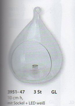 Gocce vetro H 10  con apertura e LED - Sconti per Fioristi e Aziende