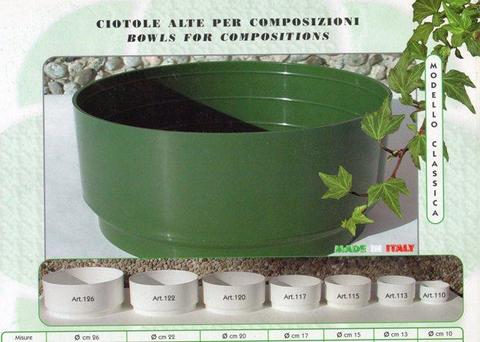 Tamburella dm. 20 H 9 in plastica Verde - Sconti per Fioristi e Aziende