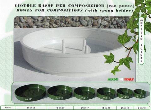 Ciotola Portaspugna Bassa cm. 30 H. 5 in plastica Verde - Sconti per Fioristi e Aziende