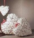 Cuore Vimini Bianco e Rosso intrecciato bombato Articolo per San Valentino - Sconti per Fioristi e Aziende