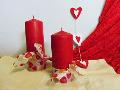 Moccolo Rosso con Nastro Cuori H 12 - 16 dm. 5,5 Articolo per San Valentino - Sconti per Fioristi e Aziende