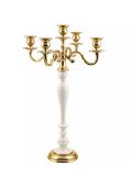 Candelabro in alluminio H 59 - Sconti per Fioristi e Aziende  - A 5 fuochi Bianco e Oro