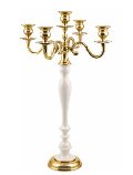 Candelabro in alluminio H 120 - Sconti per Fioristi e Aziende  - A 5 fuochi Bianco e Oro