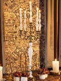 Candelabro in alluminio H 120 - Sconti per Fioristi e Aziende  - A 5 fuochi Bianco e Oro