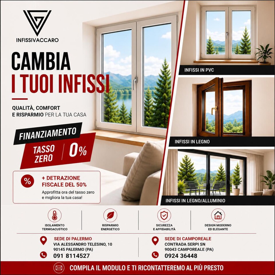 Sostituisci i tuoi infissi a tasso zero