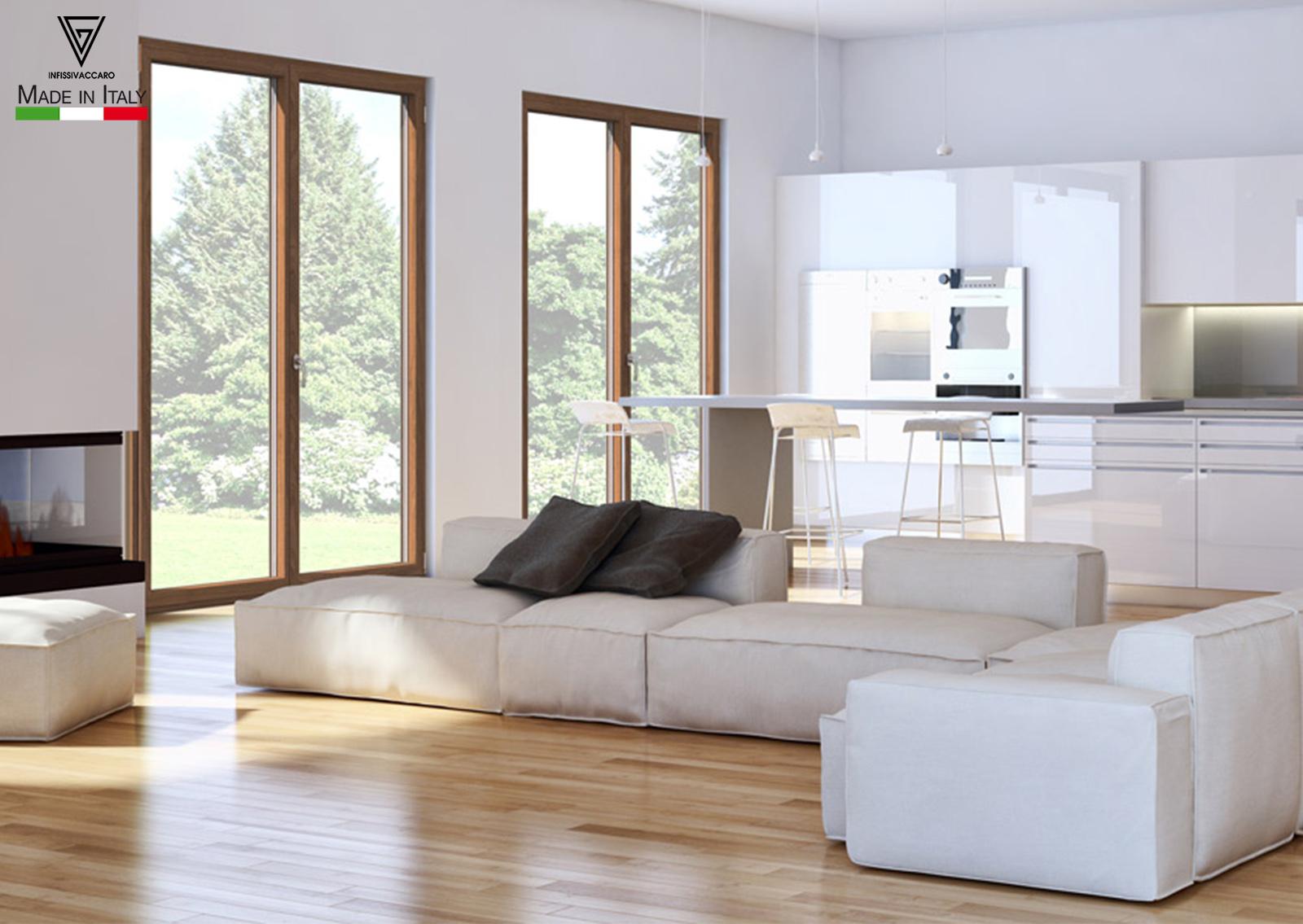 Portafinestra 2 ante Asimmetrica/ Skywood EVO 2 Energy 1.0/ Legno-Alluminio