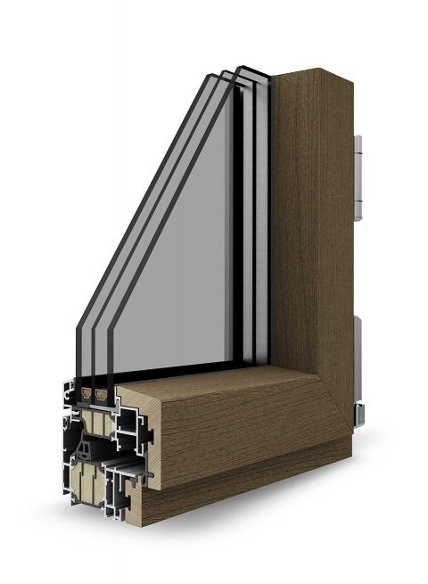 Portafinestra 2 ante Asimmetrica/ Skywood EVO 2 Energy 1.0/ Legno-Alluminio