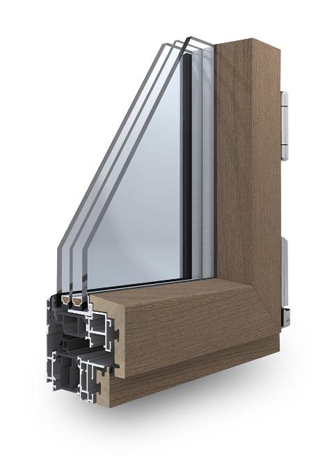 Portafinestra 2 ante Asimmetrica/ Skywood/ Legno-Alluminio