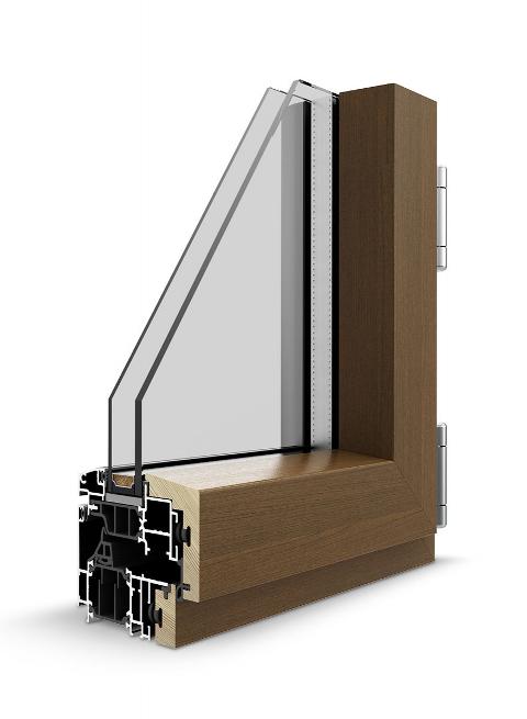 Finestra 2 ante Asimmetrica/ Skywood/ Legno-Alluminio