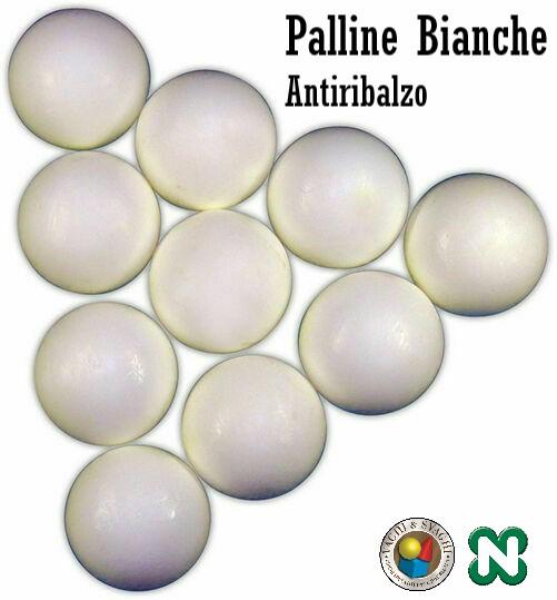 PALLINE PER CALCIO BALILLA NORDITALIA ANTIRIMBALZO BIANCHE SET 10 PZ