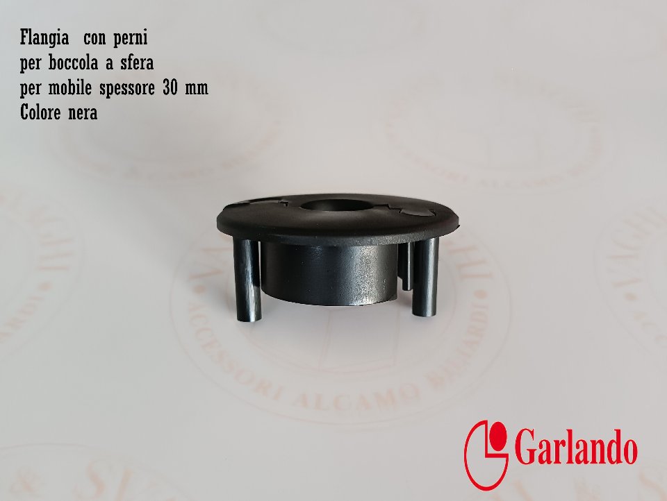 FLANGIA CON PERNI PER BOCCOLA  A SFERA (DIAM 16 MM) GARLANDO 3 MISURE COLORE NERA