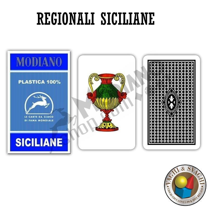 Modiano CARTE PLASTIFICATE SICILIANE MODIANO N° 96/10 ASTUCCIO BLU 