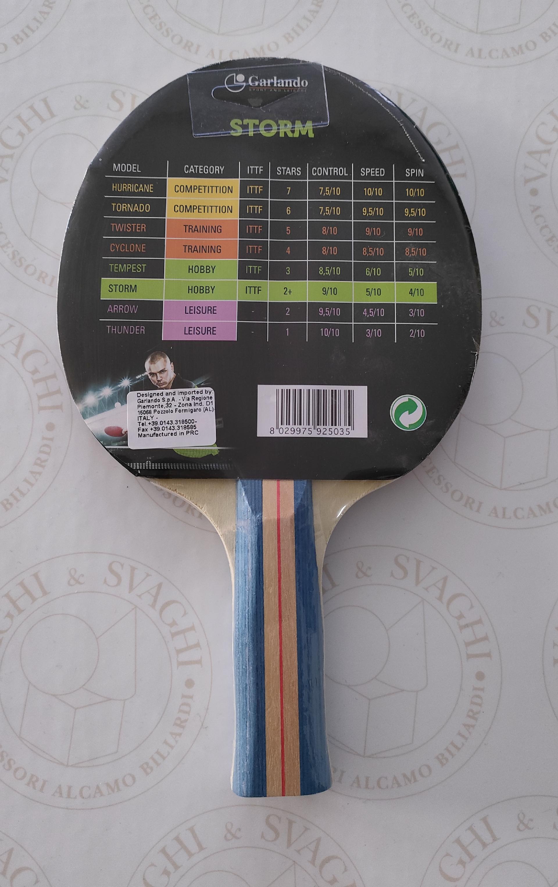 RACCHETTA DA PING PONG GARLANDO MODELLO STORM ** STELLE