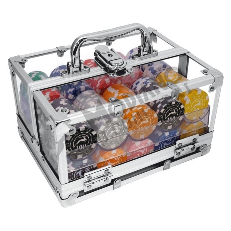 BOX IN ALLUMINIO MODIANO TRASPARENTE 400 CHIPS DA 14 GR.