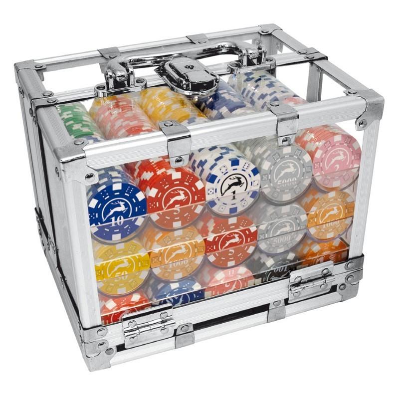BOX IN ALLUMINIO MODIANO TRASPARENTE 600 CHIPS DA 14 GR.