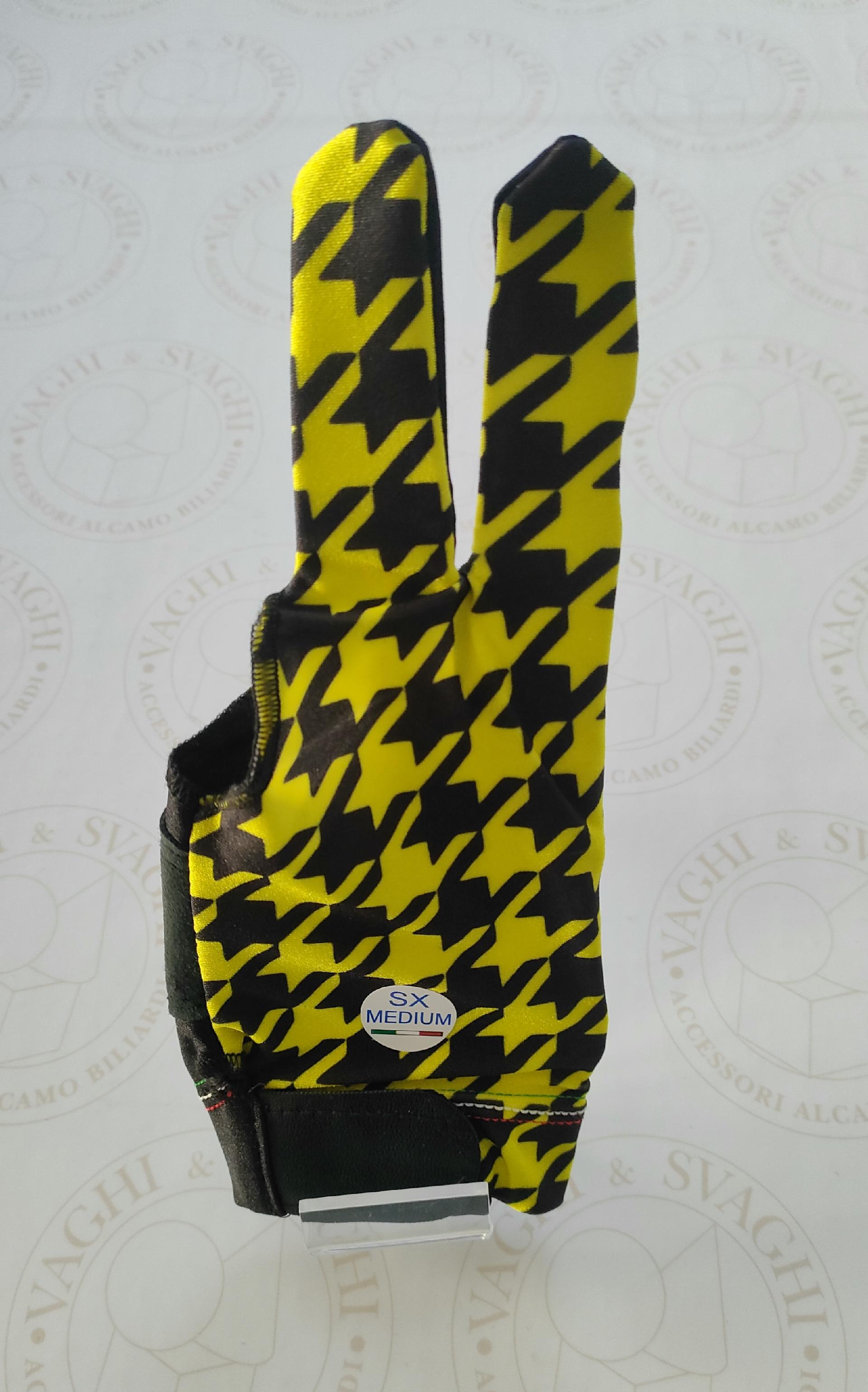 GUANTO DA BILIARDO TOP LIFE MANO SX MISURA MEDIO  MARRONE/GIALLO