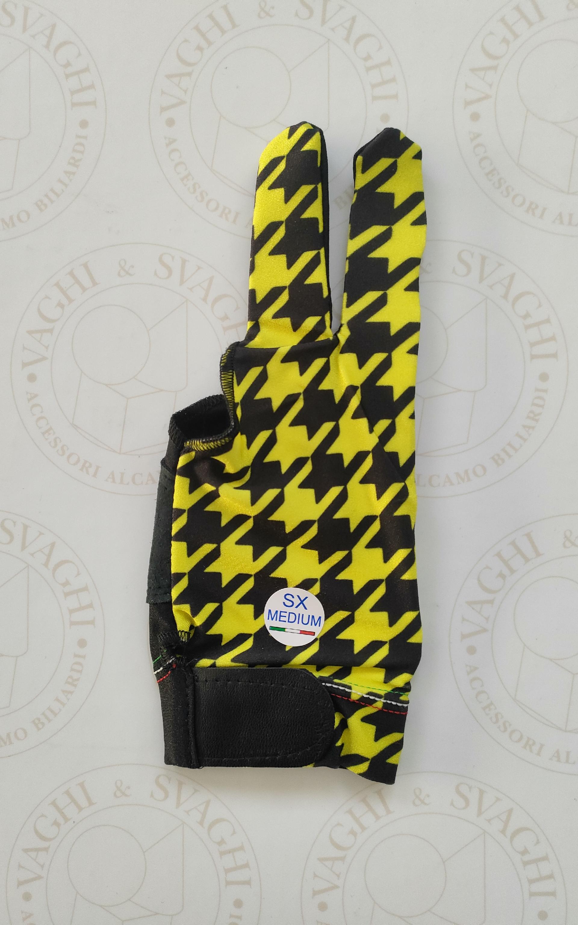 GUANTO DA BILIARDO TOP LIFE MANO SX MISURA MEDIO  MARRONE/GIALLO