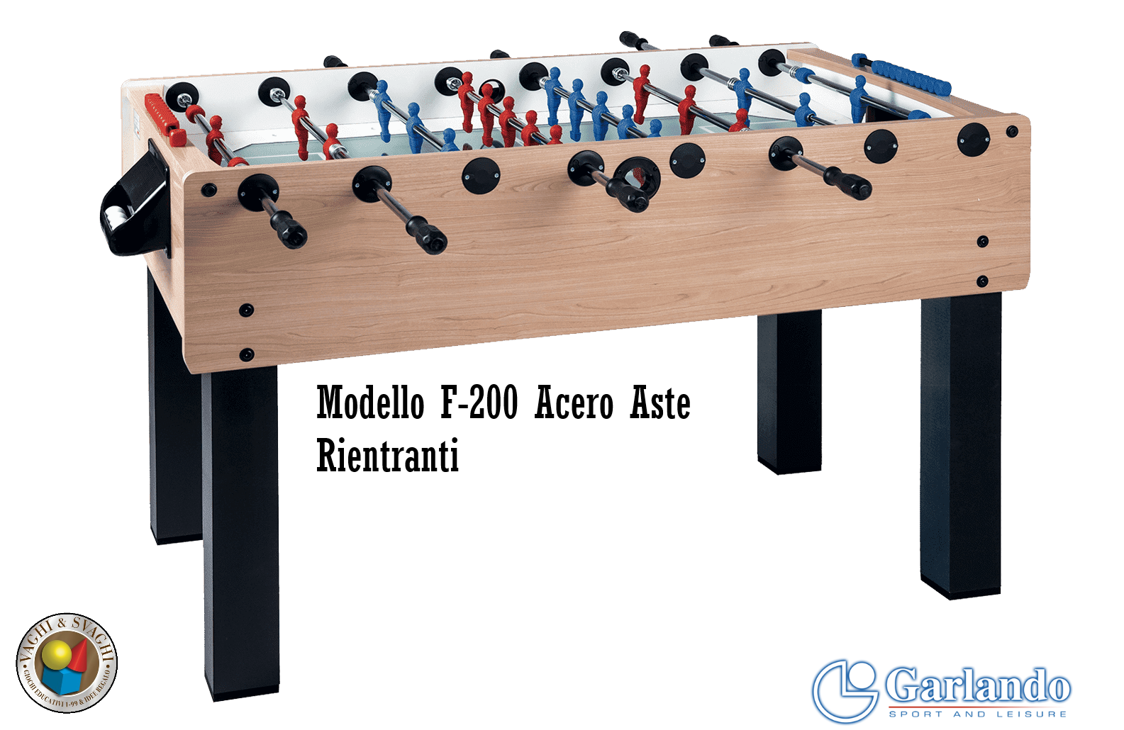 CALCIO BALILLA GARLANDO F-200 ACERO ASTE RIENTRANTI