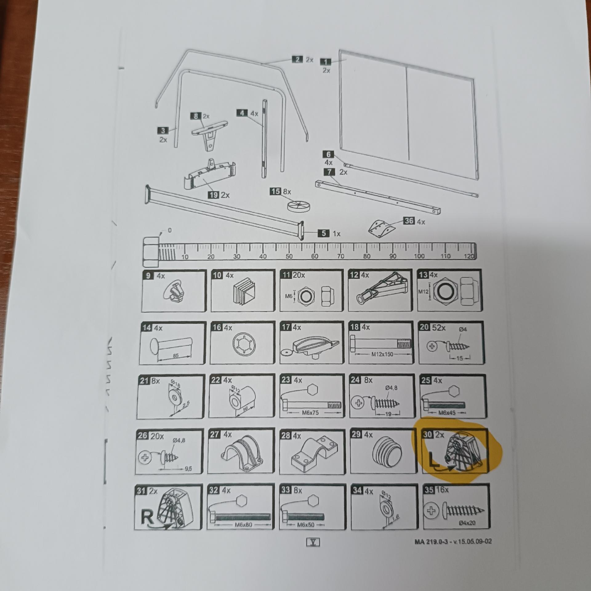DISPOSITIVO PER PING PONG GARLANDO DI SCORRIMENTO VERTICALE SX e DX SET 2 PZ.